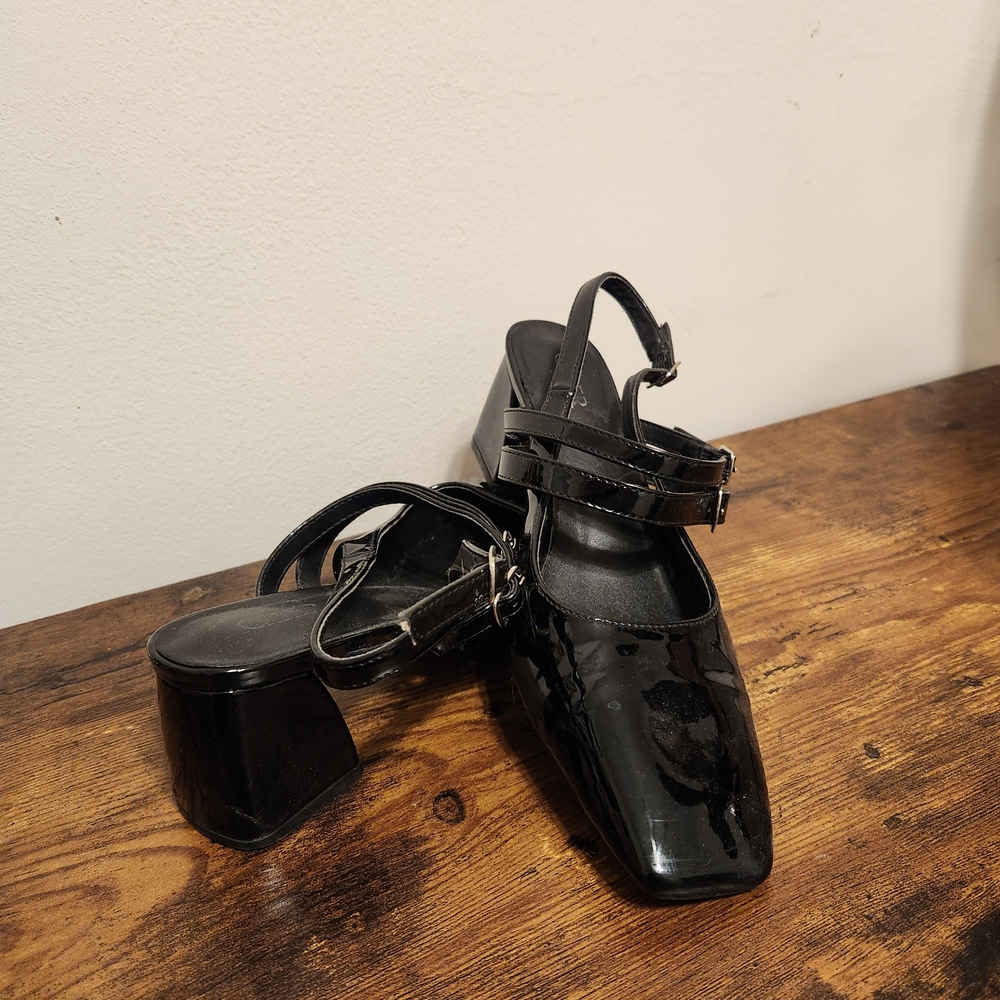 Black Patent Leather Women's Block Heels